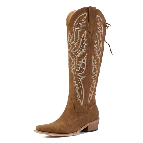 LGQ Women's Adjustable Lace-Up Western Boots