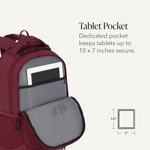 Image of SWISSGEAR Cecil Laptop Backpack, Fits Most 16-Inch Laptops, Three-Compartment Design, Airflow Back Panel, Merlot, 27.3L, 18-Inch