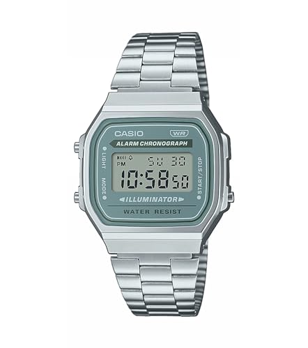 CASIO Digital Watch for Unisex-Adults Quartz with Stainless Steel Strap A168WA-3AYES, silver