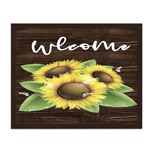 Panneau vintage en bois Welcome avec cadre pour une décoration murale antique de salon 40x50 cm