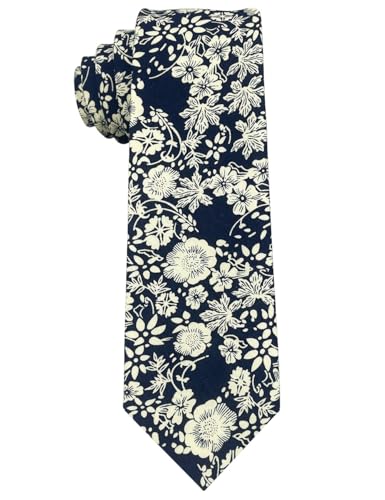 Image of Kebocis Mens Skinny Cotton Floral Tie for Men