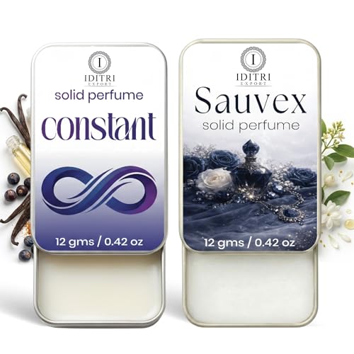 Image of IDITRI EXPORT Solid Perfume |Constant&Sauvex Alcohol Free Wax Perfume Balm, Long Lasting | Pocket Tin 12g, Pack Of 2| Non Greasy Smooth Glide, Travel Friendly Men And Women