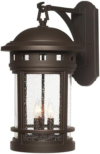 DESIGNERS FOUNTAIN Sedona 3-Lights Outdoor Light Fixture, 20 Inch Exterior Wall Lantern Sconce for Front Door, Patio and Porch, Oil Rubbed Bronze, 2391-ORB