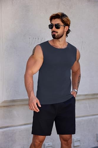 COOFANDY Mens Gym Tank Tops Workout Sleeveless T-Shirts Cotton Muscle Fit Shirts Pack Gym Bodybuilding Tee3