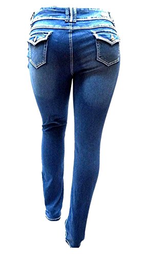 Jack David Womens Plus Size Distressed Ripped Destroy Blue Denim Jeans Skinny Pants3