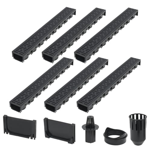 Vidaxl 6X Canalette Di Drenaggio Plastica 6 M Scolo Acqua Filtraggio Filtro