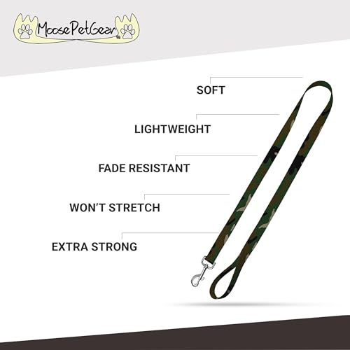 Image of Camo Dog Leash - Camouflage Dog Lead Waterproof with Easy Grip Loop, 1 Inch x 4 Feet, Camouflage