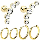 New 2026 Cyrstal Tragus Stud Earrings Set Cluster Helix Piercing Bulk Cartilage Earring Hoops Ear Lobe Jewelry Fashion Trendy Accessories Creative Gift