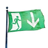 DRUCKUNDSO (B1) Notausgang Piktogramm Festival Fahne, Flagge, Gartenfahne, Werbefahne, Partyfahne, 150 x 90 cm