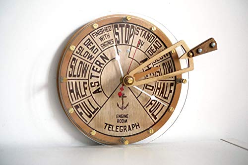 Engine Order Telegraph With Moving Handle Wall Clock Handcrafted Wooden Marine Home Decor, Personalized Custom Made Gift, Kitchen Living Room Office Boat Interior Design, Decorative Art #TOP1