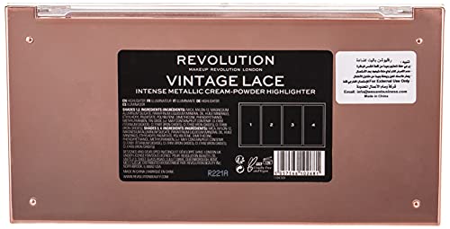 Makeup Revolution, Highlighter Palette, Face Highlighter, Vintage Lace, 20G #TOP2