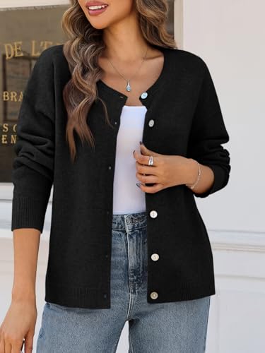 Image of Saodimallsu Womens Cardigan Sweaters Button Down Long Sleeve Knit Outerwear 2025 Trendy Fashion Open Front Outfits