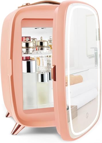 Image of KFO Skincare Fridge 6L with LED Mirror | Pro-Style Beauty Fridge for Bedroom & Makeup | 6°C Cooling + 20dB Ultra-Quiet | 8-Can Cosmetic Storage & Adjustable Shelf