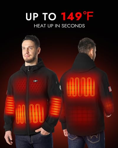 Wasoto Heated Jackets For Men With 16000Mah Battery Pack Included Windproof Water Resistant Mens Heated Jacket With Foldable Hood thumb #1