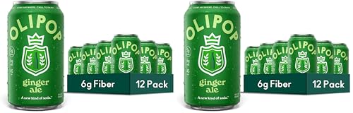 Image of OLIPOP Prebiotic Soda Pop,Ginger Ale,Pantry Pack Packed with Prebiotics,Fiber,and Botanicals,Gluten Free,Vegan,GMO Free,12oz,(Pack of 24)