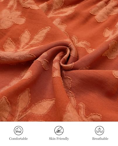Image of Women's Maxi Dresses Boho Burnout V Neck Short Puff Sleeve Smocked Empire Waist Long Wedding Guest Semi Formal Dress Pockets