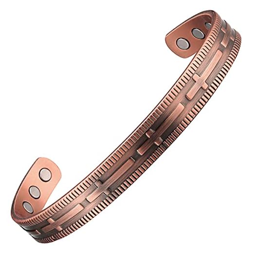 Copper Bracelet for Arthritis Cross Christian for Joint Pain Relief 6.5" Adjustable with 6 Powerful Magnets for Mom, Dad, Wife and Husband