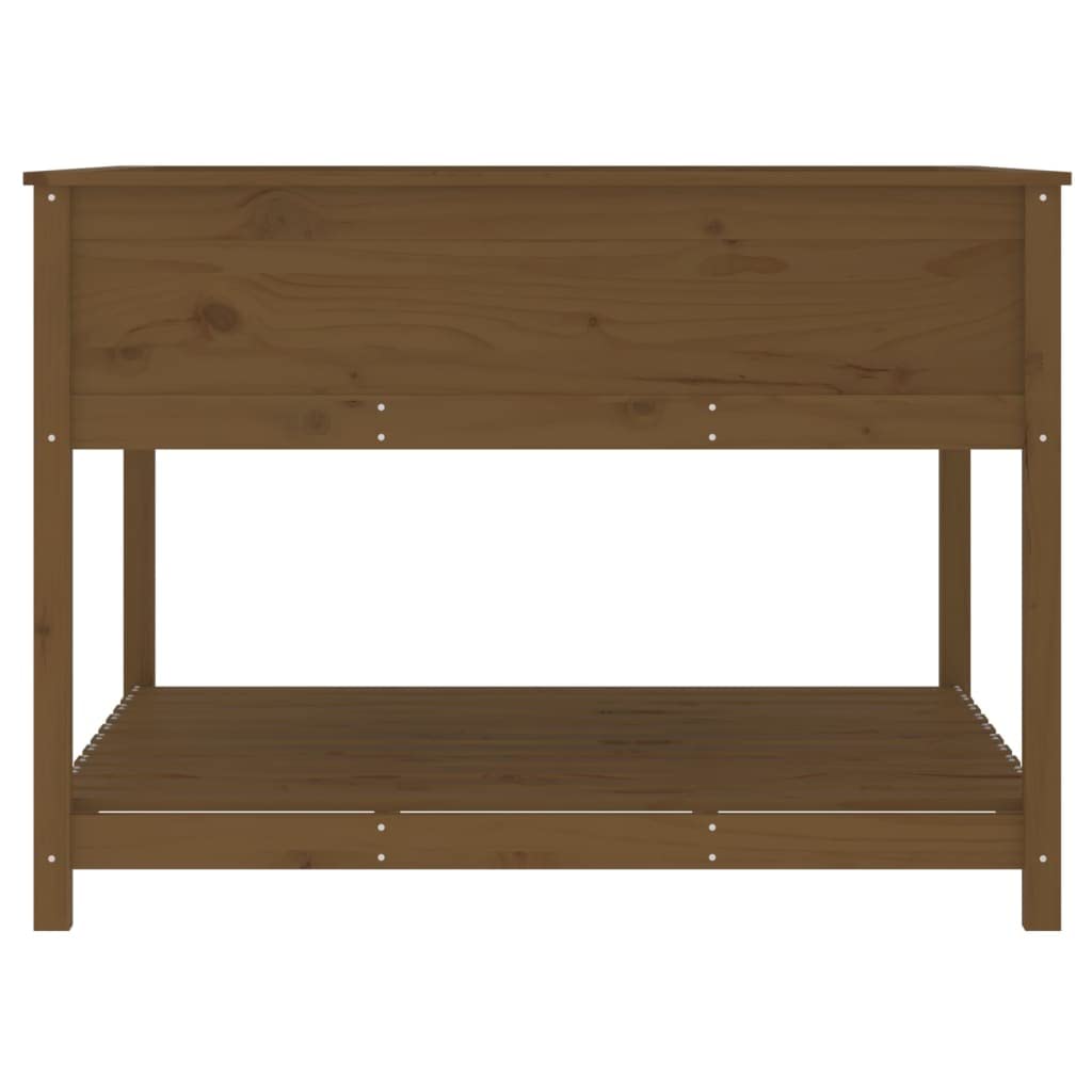 Jardinera para balcón con estante, color marrón miel, 111,5 x 111,5 x 81 cm, solución ideal para jardinería que ahorra espacio y plantas sanas