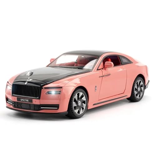 Image of BlackZone Compatible for 1 /24 Scale Rolls Royce Spectre Diecast Model Car Toy, Zinc Alloy Pull Back car with Openable Doors, Sound and Light Car Toy for Kids Boys and Girls (1:24 Spectre - Pink)