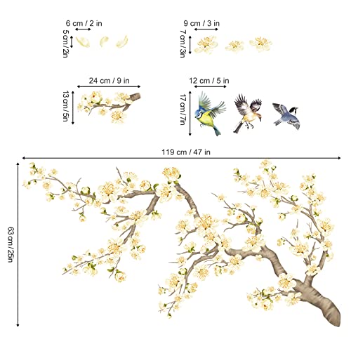 Vinilos decorativos flores y aves para pared miniatura 5