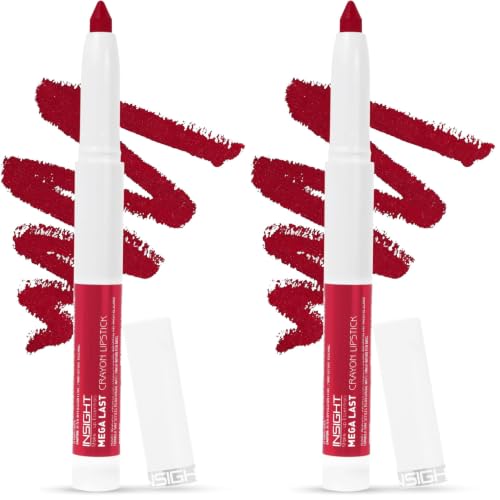 Image of INSIGHT Mega Last Crayon Lipstick | Matte Finish | Non-Transferable formula | Intense Color Pay off | 2in1 Formula |Water-Resistant | Built Sharpener-Shade 14 (Pack of 2)