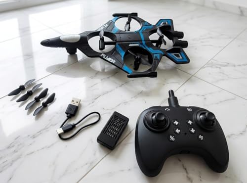 Image of 2.4GHz RC Fighter Jet - F-Series Stable Jet Toy with LED Lights, 360 Hovering & Stunt Roll - Easy to Fly Remote Controlled Quadcopter Aircraft for Kids & Adults (RTF) (Excluding Batteries)