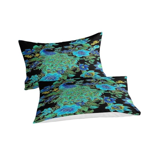 Housse de couette paon impression 3D haute définition, parure de lit en microfibre souple