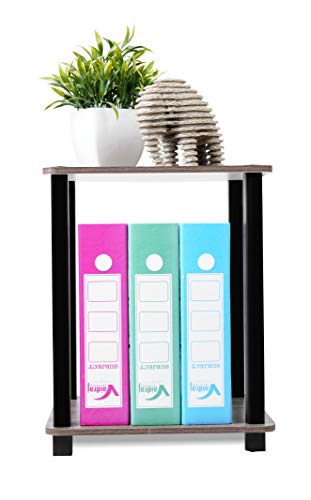 Image of Ash & Roh 2 Tier End Table,Side Table with Storage Shelf, Nightstand Bedside Table for Small Spaces, Bedroom, Living Room, Entryway, Farmhouse, Easy Assembly (One End Table)