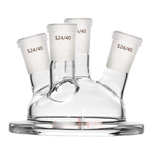 Glass Reactor 24/40 Four Necks Round Bottom 4-Neck Lab Reaction Kettle with Lid and Steel Clamp (20000ml)