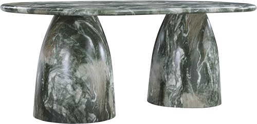 Image of Meridian Furniture 702Green-T Cosenza Collection Art Deco 78 inch Indoor /Outdoor Concrete Dining Table with Green Marble Finish, 78 inch W x 44.5 inch D x 30 inch H, Green