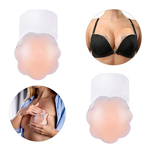 Relaxdays 2X Copricapezzoli, Set 2 Nippelcovers, Pads Impermeabili, Autoadesivi & Riutilizzabili, Silicone, Naturale, pz