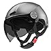 LHBM Aperto Caschi da Moto Portatile Jet Casco Scodella,ECE Omologato retrò Motociclo Aperto Faccia Demi Casco per Adult Donna Uomo Scooter Casco per Moto Chopper Mezzo Casco A,55-60CM