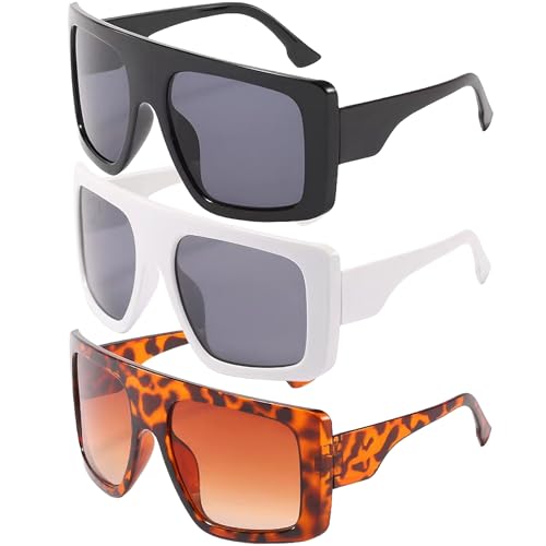 3-Pack Y2K Square Sunglasses UV400 for Women Men, Retro Shades Beach Party Daily