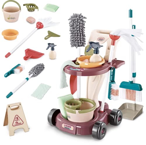 Kids Cleaning Set For Toddlers, Detachable 20 Pcs Pretend Play Set, Educational Toddler Cleaning Carts #TOP1