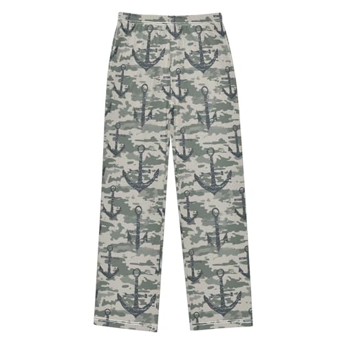 ALAZA Camouflage Anchor Retro Pajama Lounge Pants Long Sleep Pajama Bottoms with Pockets