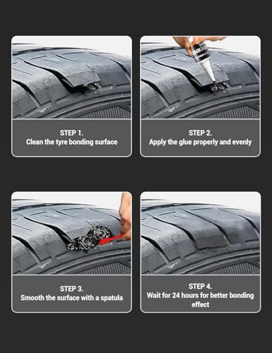 Image of Visbella Tire Repair Glue, Black Rubber Cement, Sidewall Tire Scratch Repair Sealer, Fix a Flat, Restore & Protect Tyre Surfaces for Car, Bike, Motorcycle, Lawn Mower 1.76OZ