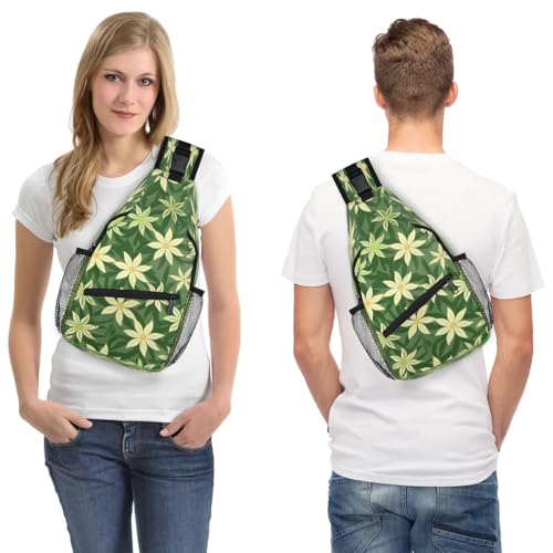 Bolso bandolera unisex con diseño geométrico y flores miniatura 7