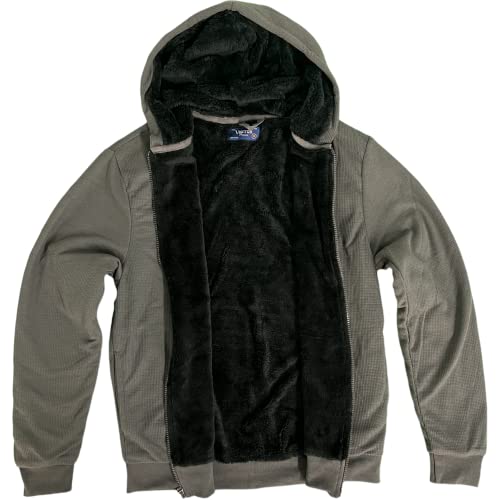 Image of Visitor Men's Heavyweight Sherpa Lined Thermal Hoodie Jacket, Charcoal, XXL
