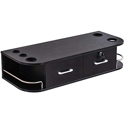 BarberPub Wall Mount Styling Station with Lockable Drawer Black | Barber station with 2 drawers Barber Hair Styling Station with 5 tool holstersSpa Salon Equipment for durable salon use. product thumbnail 9