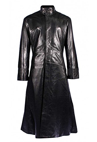 SpazeUp Vintage Gaming Trench Coat Men - Halloween Cosplay Costumes for Mens - Black Leather Trench Coat Men