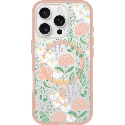 Image of OtterBox iPhone 16 Pro Symmetry Series Clear Case - Peachy Bloom Pink - Ultra-Thin, Sleek iPhone Case, Floral iPhone Case