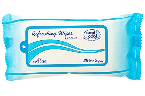 #1 Wet Wipes in Health & Personal Care for All, 20 Count, Hand and Face Wipes with Aloe by Cool & Cool, Facial Cleansing Towelettes in Travel Pack with 100% Satisfaction, Small and Convenient