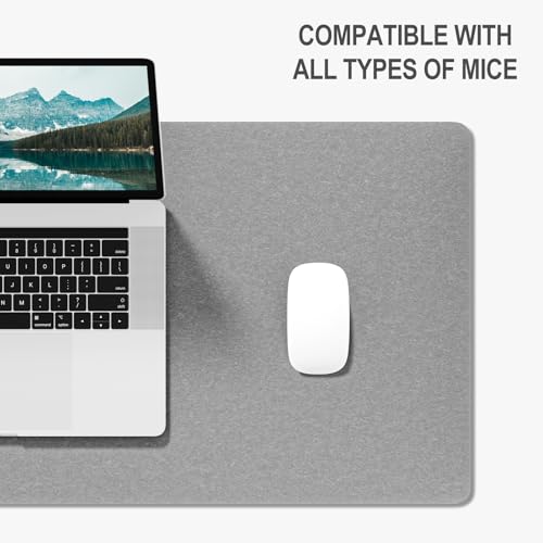 Image of Auhoahsil Felt Desk Mat, Minimalist Large Mouse Pad XL 31.5 x 11.8 in, Desk Matt for Desktop, Keyboard, Laptop, Computer, Office, Work from Home, Gaming, Light Gray
