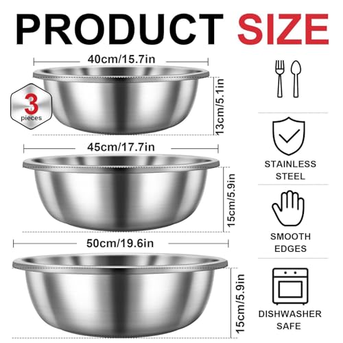 Set de 3 Tazones Grandes de Acero Inoxidable miniatura 2