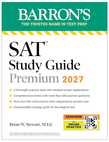 SAT Study Guide Premium, 2027: 3 Practice Tests + Comprehensive Review + Online Practice and Video Lessons (Barron's SAT Prep)