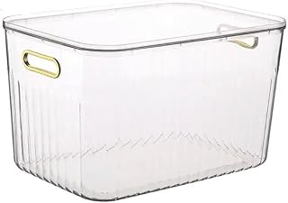 صندوق بغطاء اكريليك لتنظيم وتخزين مستحضرات التجميل والكريمات ومنتجات العناية بالبشرة ولتزيين طاولة الزينة، صندوق مقاوم للماء والغبار وسلة لتخزين الوجبات الخفيفة (M، ابيض)