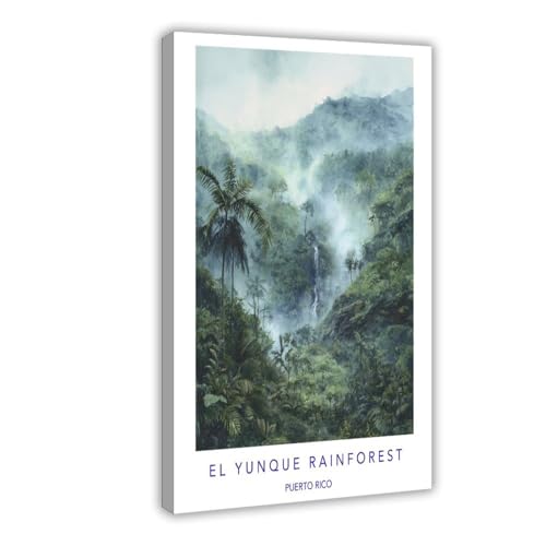 BMtyDG Retro Landscape Travel City EL YUNQUE RAINFOREST PUERTO RICO Canvas Poster Wall Art Prints Room Aesthetic Murals Bedroom And Living Decorations Frame 12x18inch