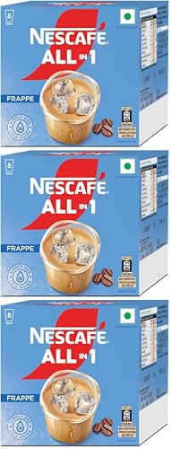 Image of NESCAFE All in 1 Frappe | Instant Cold Coffee Premix - Just Add Cold Water | 224g (8 Sachets X 28g), Box (Pack of 3)