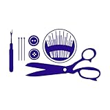 Wandaufkleber mit Nähwerkzeugen aus Vinyl, mit Knöpfen, Stecknadeln, Nähwerkzeugen, Wandposter, Nähschere, Wandtattoo, Kleiderladen, Tapete-S-33x57cm-Dark Blue