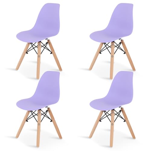 Catálogo para Comprar On-line Sillas Eames Baratas comprados en linea. 44 BABY GAON Sillas Infantiles para Niños con Asiento Ergonomico de Plastico y Estructura de Madera Diseño Tipo Eames - Sillas Preescolar Estilo Moderno con Soporte de Acero Set 4...